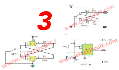 3 Simple Bounceless switch circuits using Digital IC