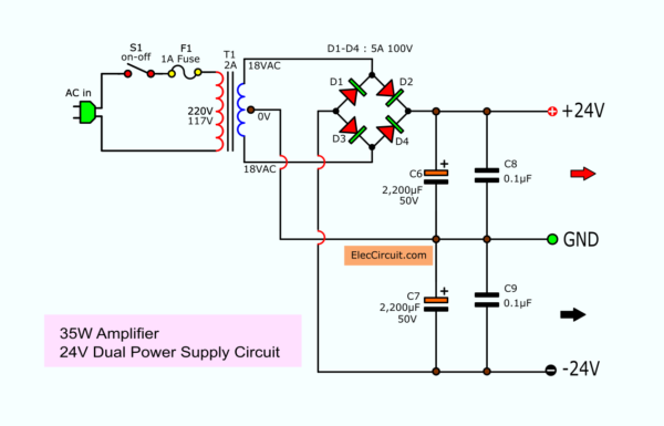 LM1875-24V Dual power supply