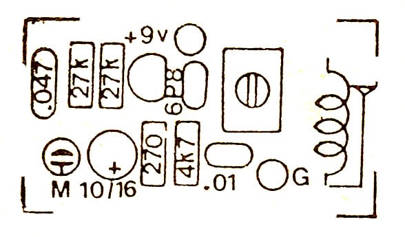 PCB component layout of FM transmitter circuit