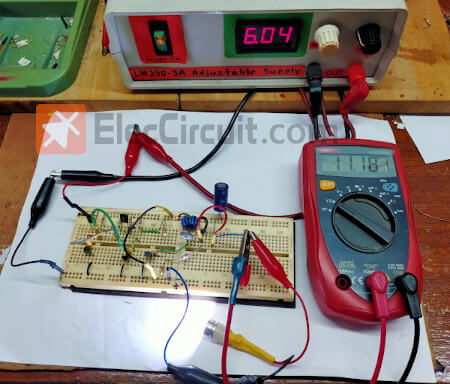 Testing 6V to 12V 
 Step up DC converter circuit using transistor