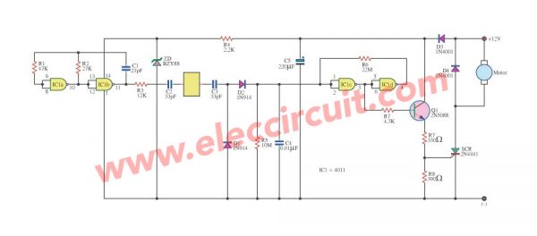 Touch Motor Control by SCR and Schmitt Trigger