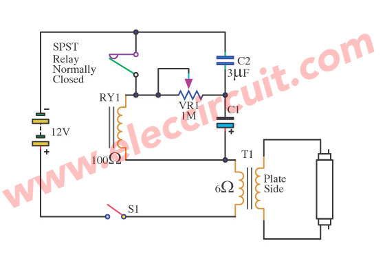 12V Fluorescent lamp flashing circuit