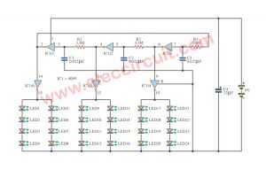 Led light running mixed using the NOT Gate