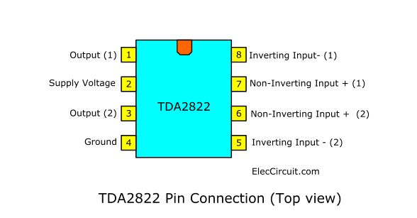 TDA2822 pinout connection