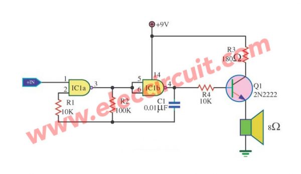 Simple Tone Generator Circuit using IC4011