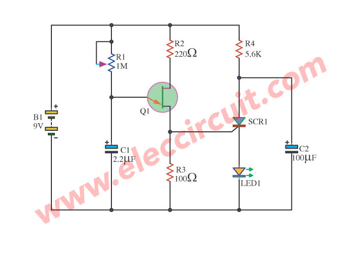 LED Flasher with SCR and UJT