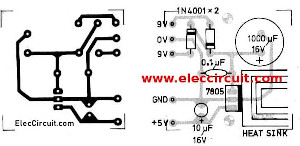 PCB layout of power-supply-5v-0.5A using 7805
