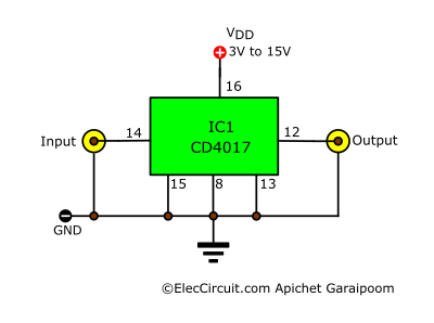 1 Hz Timebase circuit using IC-4017