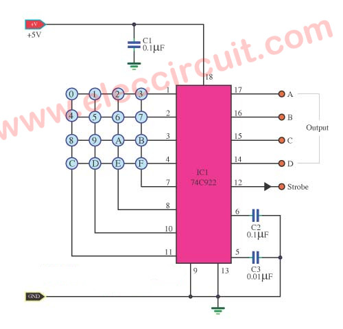 16 key encoder using IC 74C922N