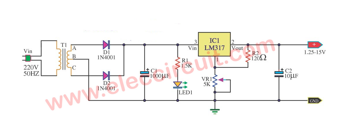 My first variable power supply using LM317 - Elec Circuit