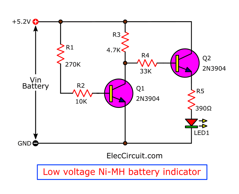 Low voltage Ni-MH battery indicator