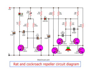 Rat and cockroach repeller circuit diagram