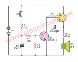 Simple audio alarm with transistor