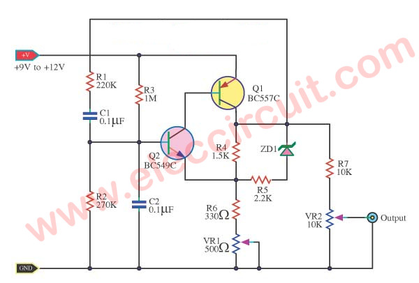 Sine wave oscillator low frequency-constant amplitude