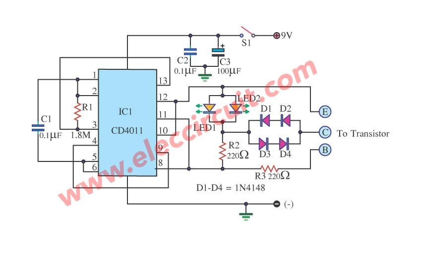 Test Transistor in Circuit by IC 4011