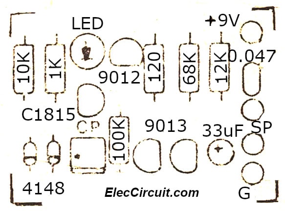 component layout of light detector alarm