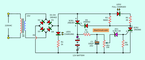 Automatic dry battery charger circuit