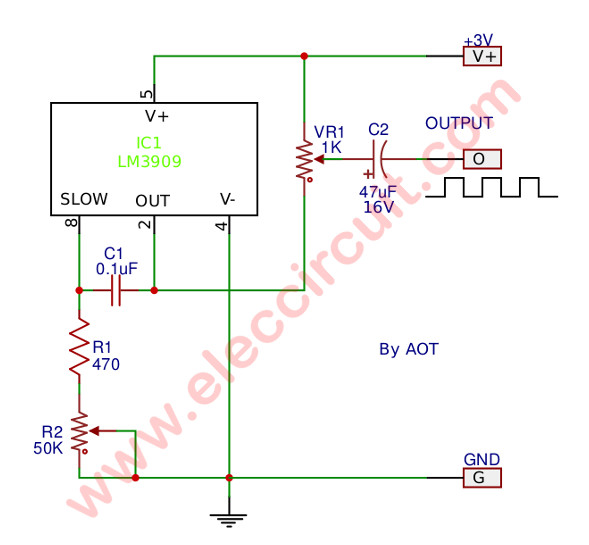 Frequency generator circuit using LM3909