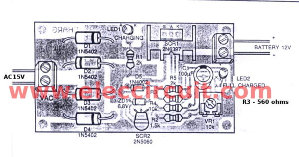 component layout of automatic dry battery charger