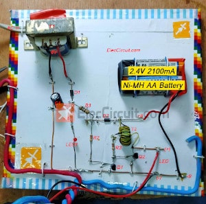 Finished circuit on cardboard