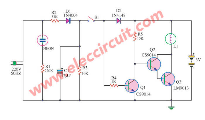 without transformer Emergency Light  transistor