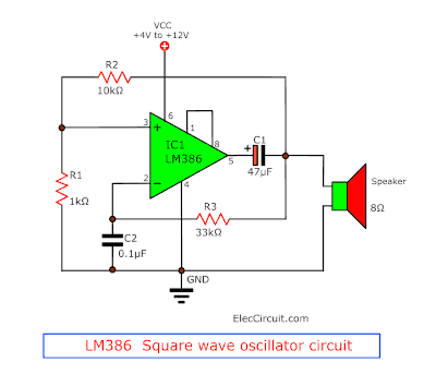 LM386 Square wave oscillator