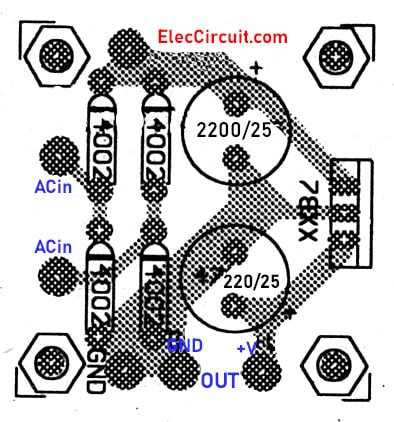 Components layout of 78xx regulator