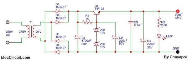 24V 2A power supply circuit