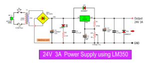 24V 3A Regulator circuit using LM350