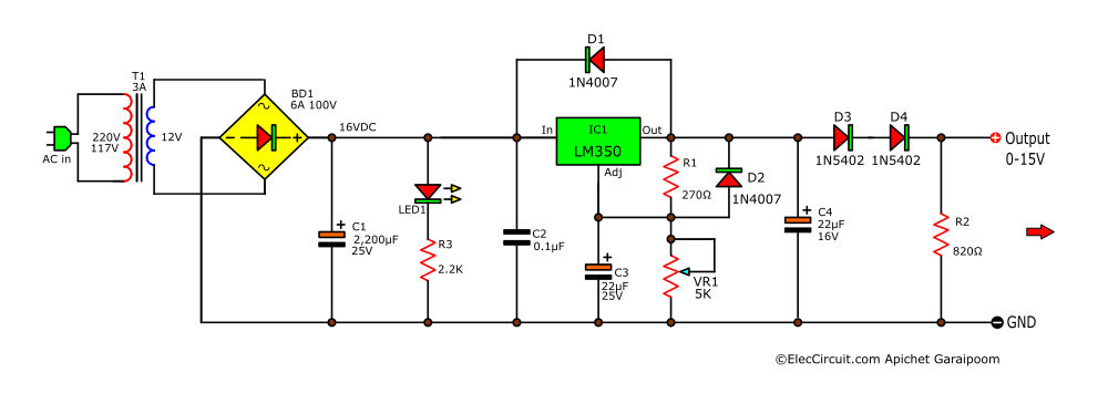 simple 0-12V variable power supply circuit