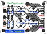 Components layout of 15V dual regulator using 7815-7915