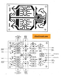 PCB layout of Pre Tone Control Stereo (bass-mid range-treble)