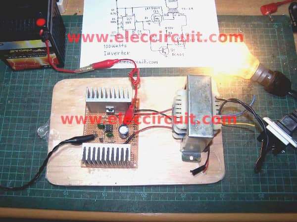 555 inverter on universal PCB board