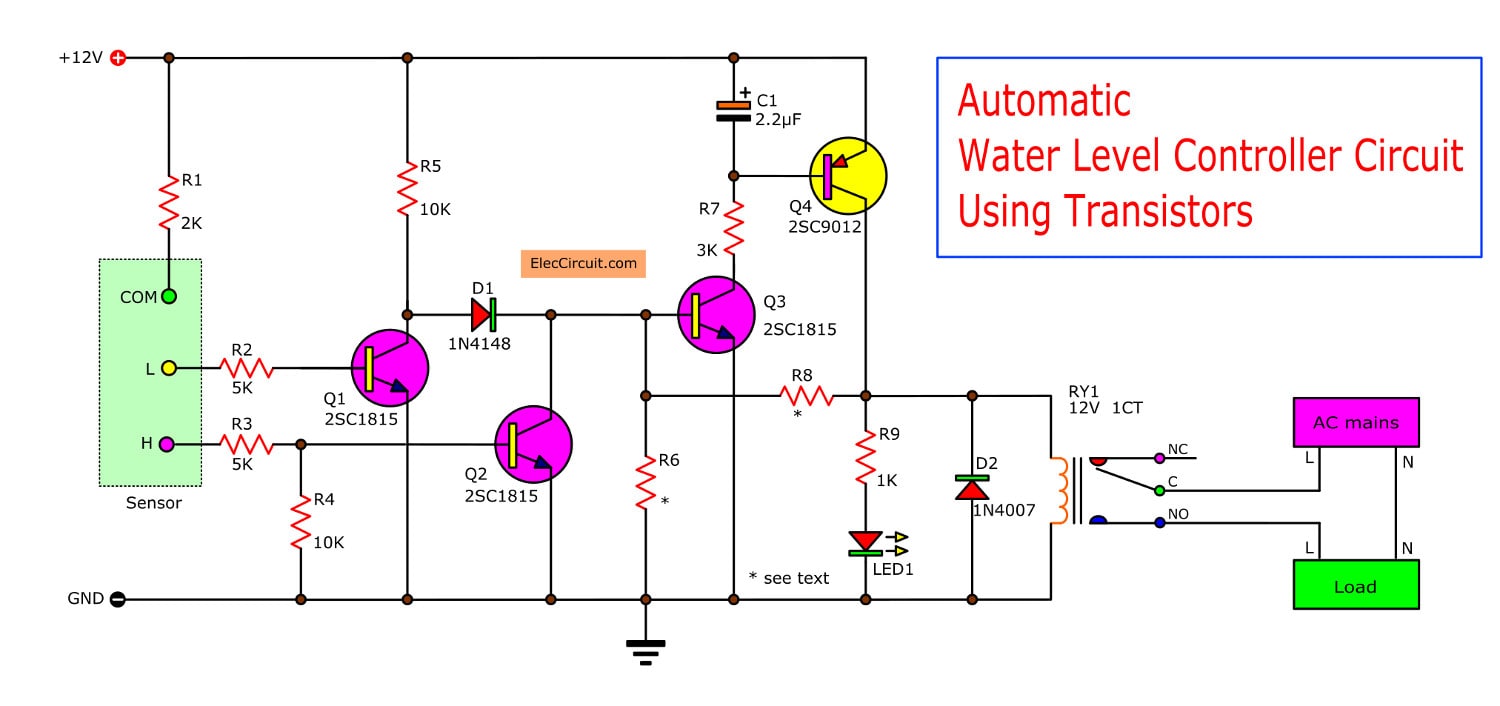 Automatic Water Level Controller 2 Circuits Choice Eleccircuit Com