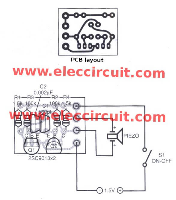 PCB layout of Mosquito repellent circuit