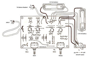 Components layout of stereo headset bass treble tone control circuit