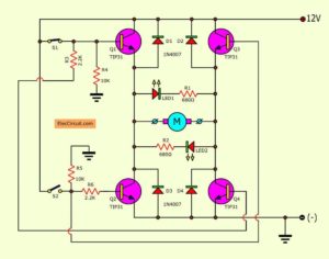 DC motor direction controller circuit