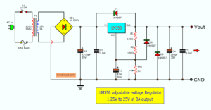 LM350 adjustable voltage Regulator circuit