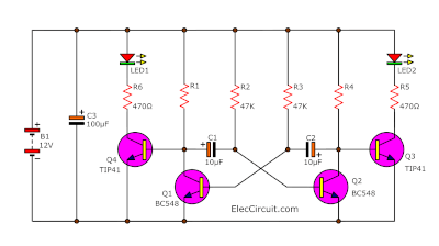 Super 12v light flasher circuit using H1061