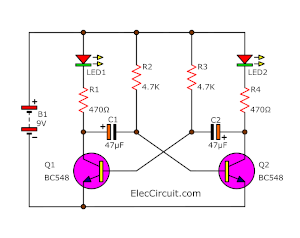 LED Flashers Circuits and Projects using transistor