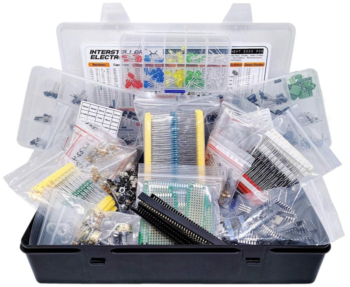 Electronic Component Assortment, Resistors, Capacitors, Inductors, Diodes, Transistors, Potentiometer, IC, LED, PCB, 2000 pcs