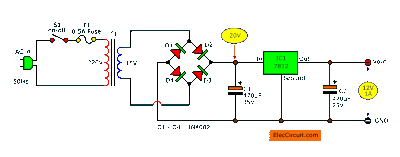 12V 1A power supply using 7812