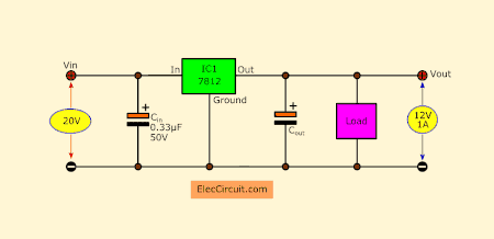 Basic 12V positive regulator using 7812