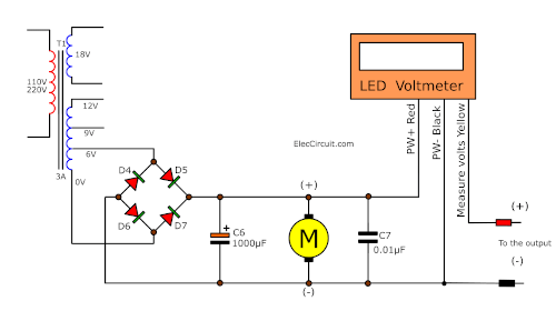 LED voltmeter Fan power supply