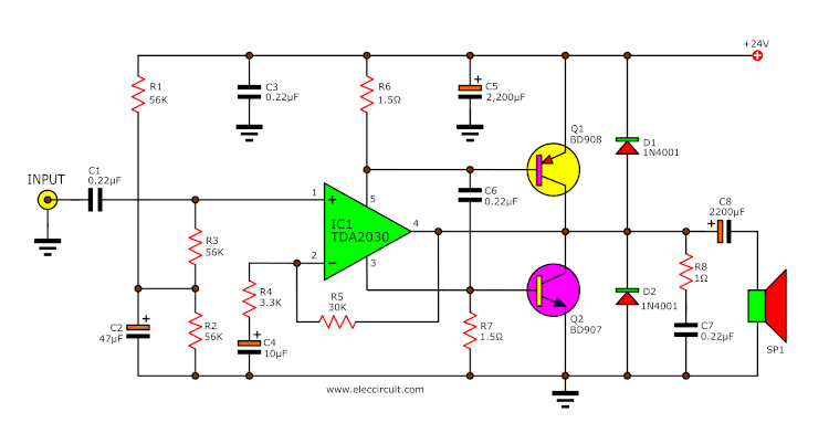 TDA2030 transistor Amplifer circuit