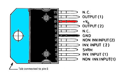 TDA2009 pinout