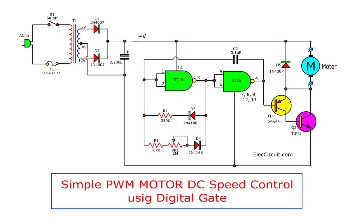 Simple motor DC speed controller using 4011