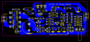 Component layout of 0-50V 3A Variable DC power supply