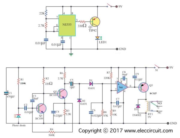 infrared intruder alarm circuit