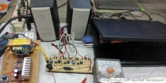 Testing the Non-Functional 3-LM386s Stereo BTL Amplifier Circuit on Breadboard 
